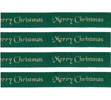 Picture of MERRY CHRISTMAS CAKE RIBBON REEL GREEN & GOLD 2.5CM (1)